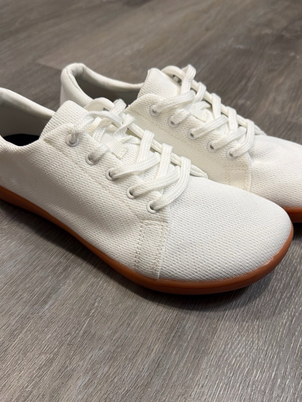 Women’s White Canvas Sneakers with Gum Outsole